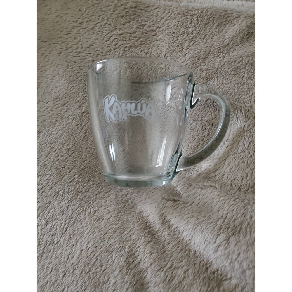 KAHLUA Etched Logo Coffee Cup Tea Mug Clear Glass 4in Tall 12oz - Picture 6 of 6